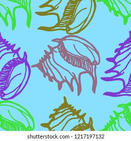 Summer background seamless multicolored clam shell for design.