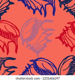 Summer background seamless multicolored clam shell for design.