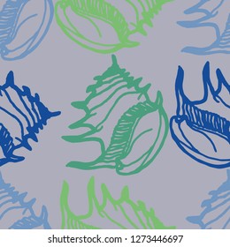 Summer background seamless multicolored clam shell for design.