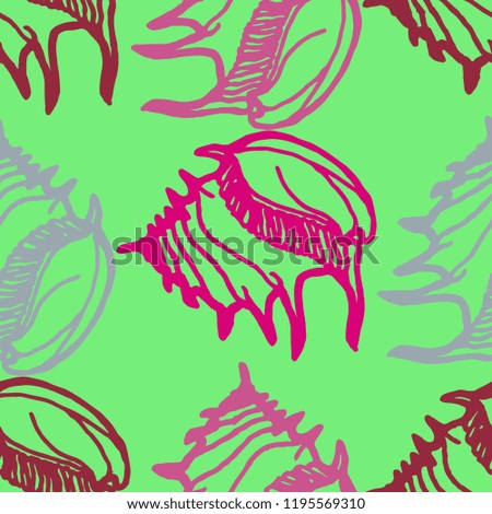 Summer background seamless multicolored clam shell for design.