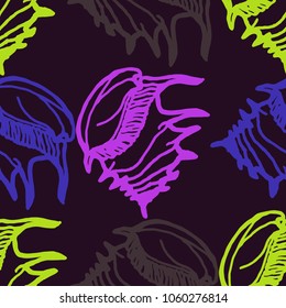 Summer background seamless multicolored mollusc shell for design.
