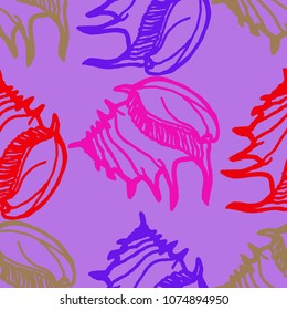 Summer background seamless multicolored mollusc shell for design.