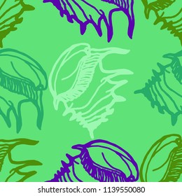 Summer background seamless multicolored mollusc shell for design.