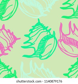 Summer background seamless multicolored mollusc shell for design.