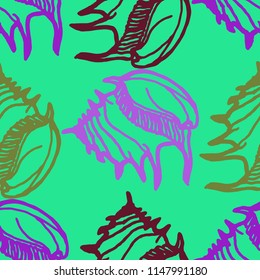 Summer background seamless multicolored mollusc shell for design.