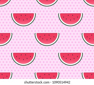 Summer background. Seamless pattern with watermelon slices. Vector illustration