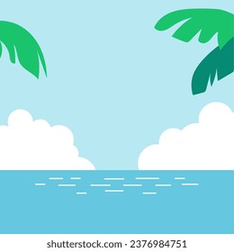 summer background with sea,sky,tree for card,social media