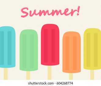 Summer background. Set of ice-creams.