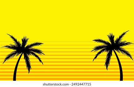 Fondo de verano Silueta de cocoteros en la playa