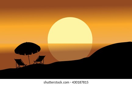 summer background of silhouettes at the sunrise