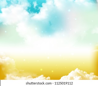 Summer background .Sky and Clouds. Vector illustration. Space for your text.