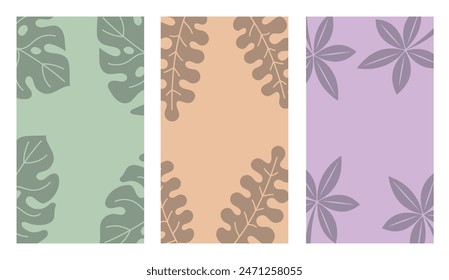 Summer background for social networks with tropical leaves. Illustration for poster, postcard, banner, background. Flat style