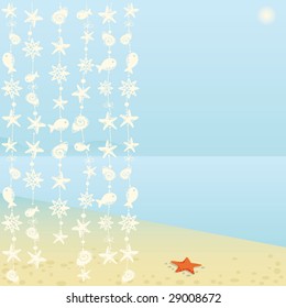 Summer background with starfish