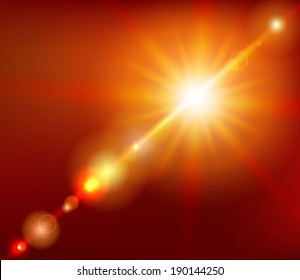 Summer Background With A Summer Sun Burst With Lens Flare. Vector Illustration.