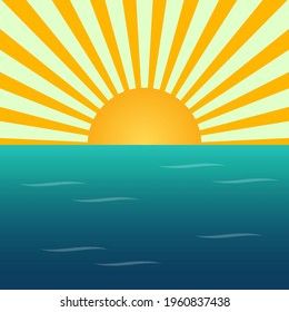 Fondo de verano. Ilustración de vectores de diseño abstracto de Sun Rays Sea Design