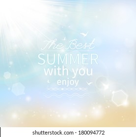 Summer background with the sun and the sea, vector