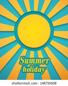Summer background with sun. Vector illustration.