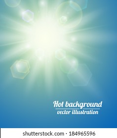 Summer background with a sun. Vector illustration