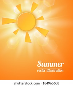 Summer background with a sun. Vector illustration