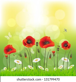 summer background and sunny sky.Vector eps10, illustration.