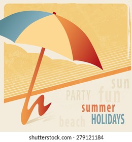 Summer background with sunshade - retro style