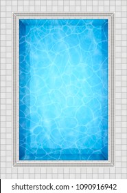 Summer background. Swimming pool bottom caustics ripple and flow with waves background. Overhead view.  Texture of water surface. Vector background