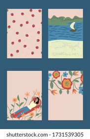 Summer background temlates vector set