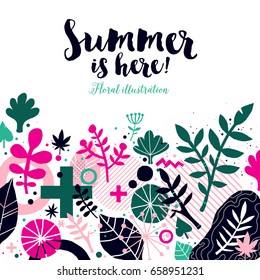 Summer background template with abstract and floral elements. Useful for advertising and invitations.