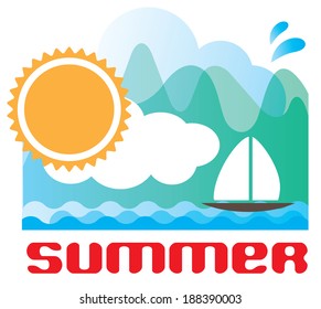 Summer Background Template. Vector illustration
