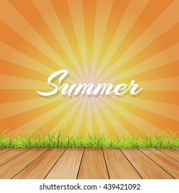 Summer background with text - illustration. Vector illustration with retro background