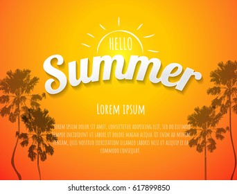 Summer background with text - illustration. Vector illustration of a glowing Summer time background.