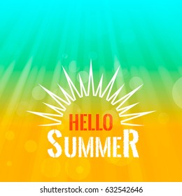 Summer background with text. Sunburst summer holiday background. Vector summer design element.