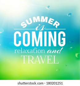 Summer background with text.  Vector illustration.