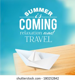 Summer background with text.  Vector illustration.