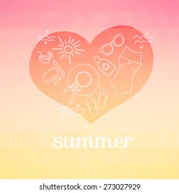 Summer background with text. Vector illustration.