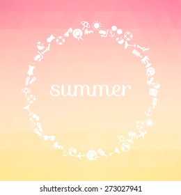 Summer background with text. Vector illustration.