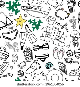Summer background, texture, drawing, wallpaper, doodle. Summer Pattern