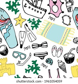 Summer background, texture, drawing, wallpaper, doodle. Summer Pattern