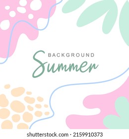 Summer background with textures of abstract shapes.Trendy design with hand drawn elements, minimalist patterns. Vector templates for card, banner, invitation, social media post, poster, web ads