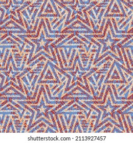 Summer Background of Thai style fabric red with blue pattern,seamless pattern made out of radiating stars