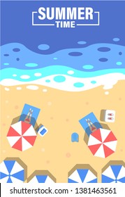 summer  background. Top view beach with umbrellas . summer vector illustration