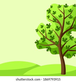 Summer background with tree. Natural seasonal decorative illustration.