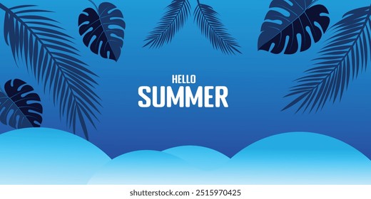 Fondo de verano. Diseño de Anuncio de hojas de verano tropical. Concepto creativo de verano mínimo. Ilustración vectorial
