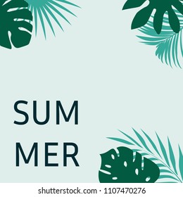 Summer background with tropical leaves