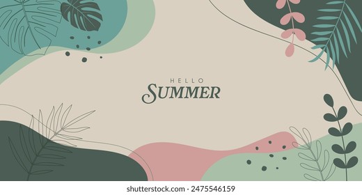 Fondo de verano con hojas tropicales
