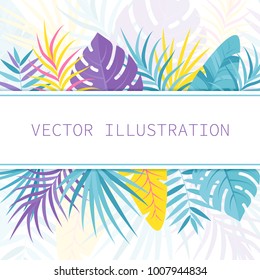 Summer background. Tropical leaves. Vector illustration.  