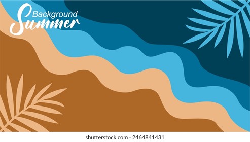 Fondo de verano con hojas tropicales. Ilustración vectorial en estilo plano de moda.
