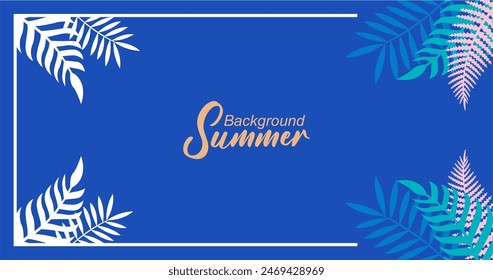 Summer background with tropical leaves. Vector illustration. Eps 10 file.