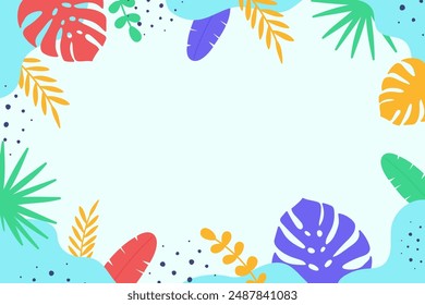 Summer background with tropical leaves. Vector illustration