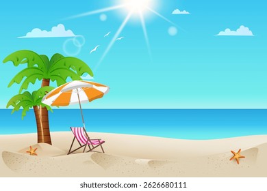 Summer background. Tropical paradise with a beautiful beach